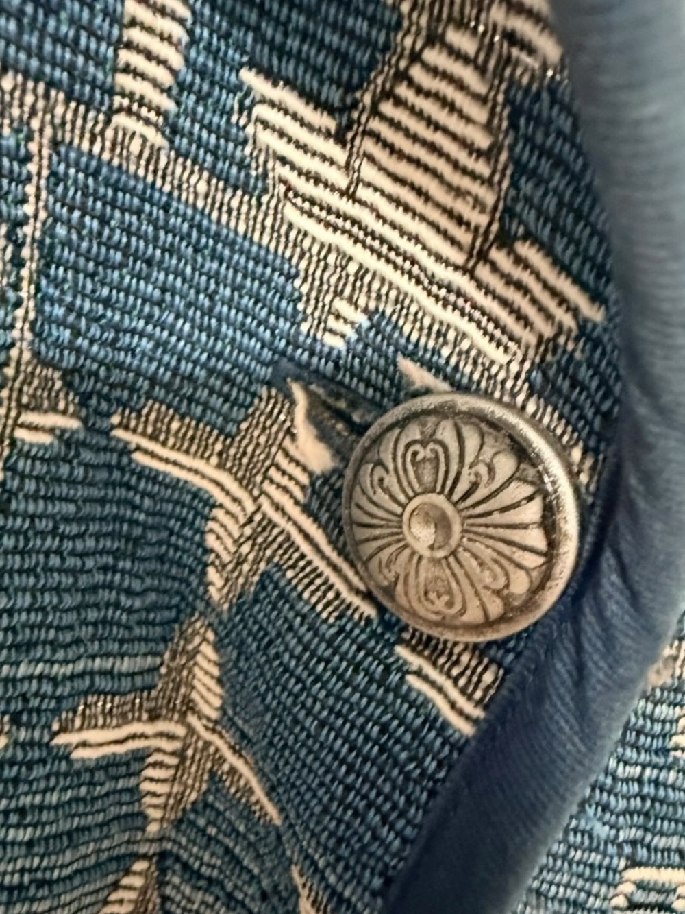 Blair Tapestry Jacket Coat 3XL Blue Metallic Artsy Button Front Oversized Boho - Picture 6 of 8
